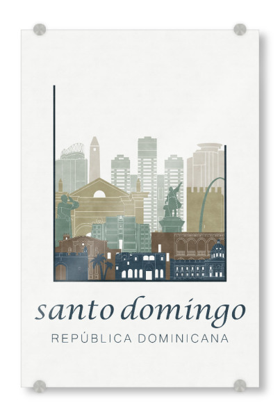 Acrylglasbild "Santo Domingo skyline light blue" artboxONE - Städte,Reise,Architektur,Kartografie