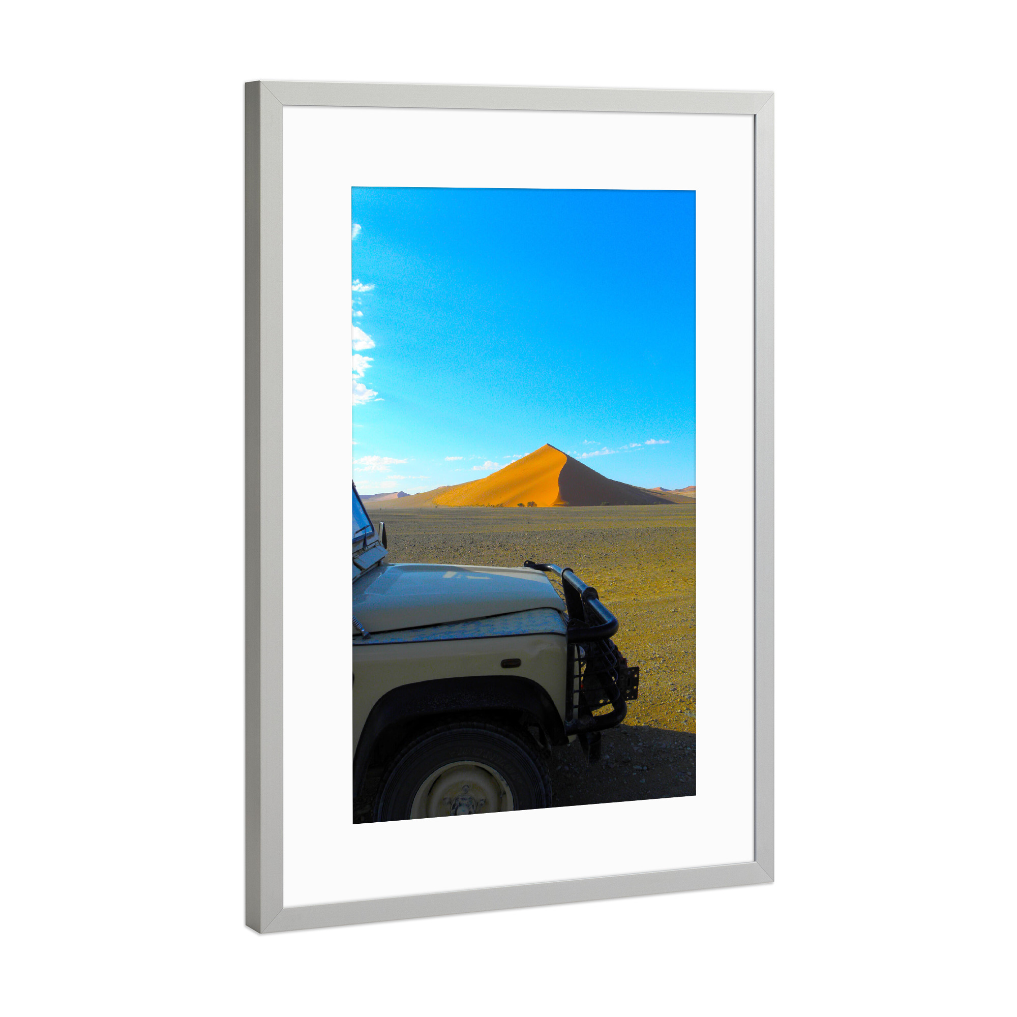 Poster mit Rahmen Silber "4x4 at Namib Desert" artboxONE - Reise,Reise / Afrika