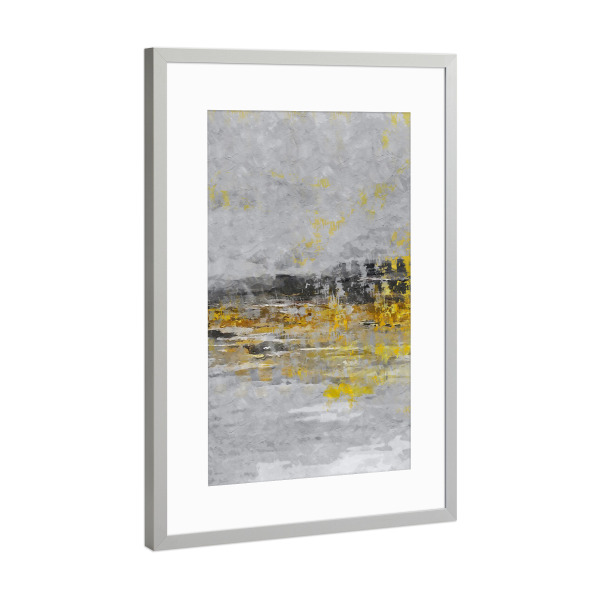 Poster mit Rahmen Silber "Abstrac Yellow" artboxONE - Abstrakt - Black,Grey abstract,Yellow,Pantone 2021,Grey,Abstract,Abstrakt
