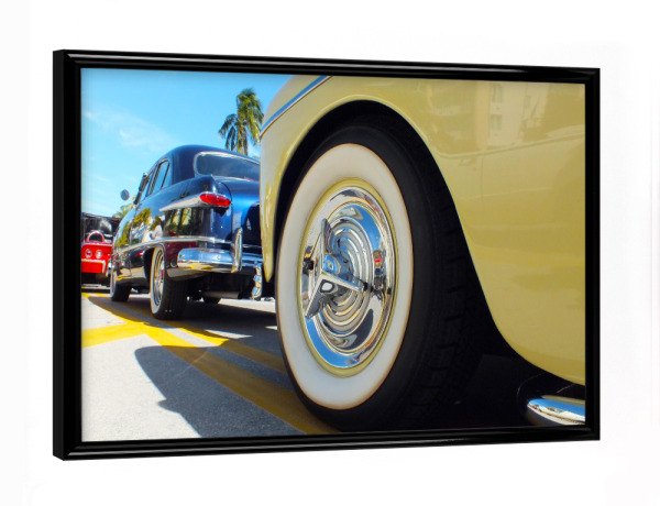 Poster mit schwarzem Rahmen "Retro Cars, Miami Beach" artboxONE - Reise,Automobile,Reise / Länder