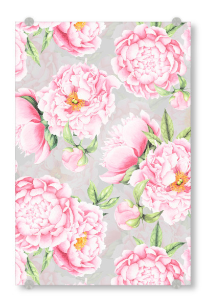 Acrylglasbild "Blush Peonies" artboxONE - Natur,Floral - Peony,Flowers,Floral,Botanical,Pattern,Watercolor,Hand painted,Garden,Spring,Summer