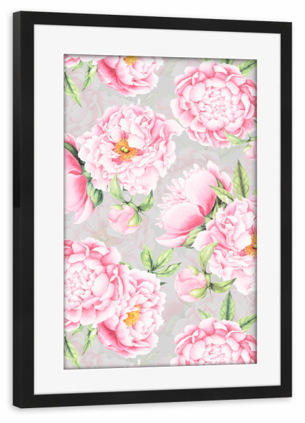 Poster mit Rahmen schwarz "Blush Peonies" artboxONE - Natur,Floral