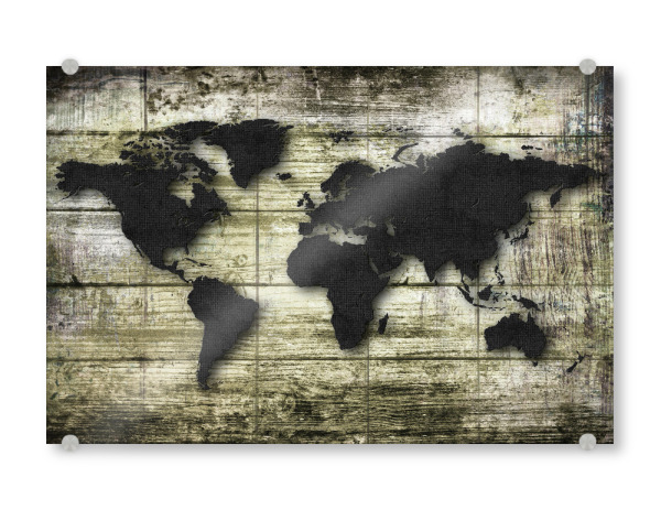 Acrylglasbild "World Map Black (matart)" artboxONE - Kartografie