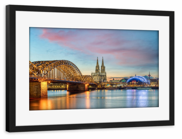 Poster mit Rahmen schwarz "Abendstimmung in Köln" artboxONE - Städte / Köln,Reise,Architektur