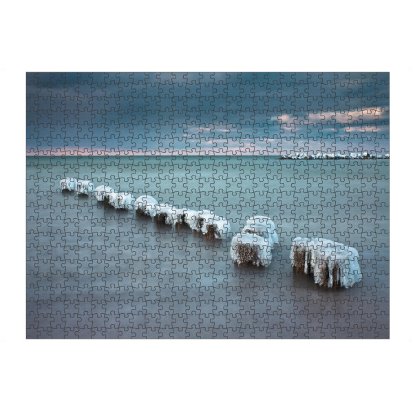 Puzzle Ravensburger "Vereiste Buhne in Wustrow" artboxONE - Natur,Reise,Reise / Strand und Meer