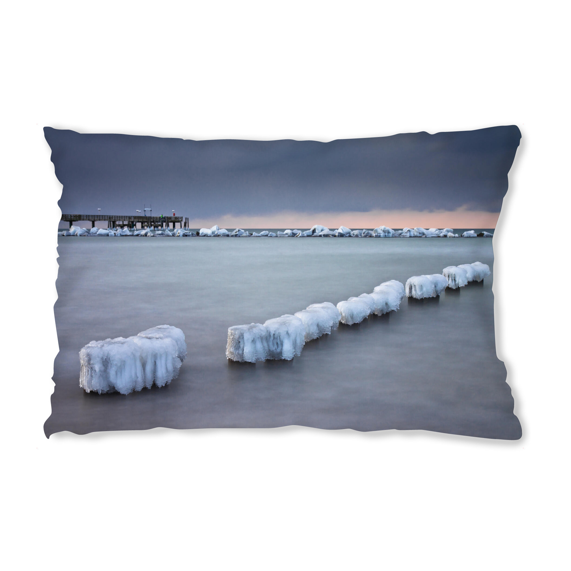 Design-Kissen "Buhne und Seebrücke" artboxONE - Natur,Reise,Architektur,Reise / Strand und Meer
