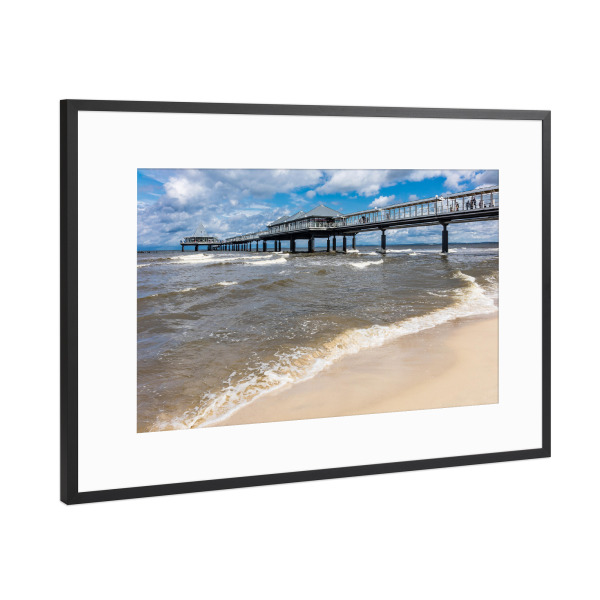 Poster mit Rahmen Schwarz (Metallic) "Seebrücke in Heringsdorf" artboxONE - Natur,Reise,Architektur,Reise / Strand und Meer