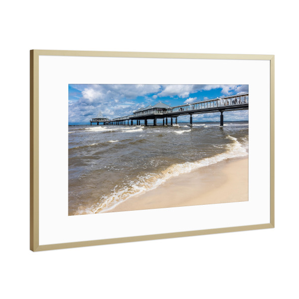 Poster mit Rahmen Gold "Seebrücke in Heringsdorf" artboxONE - Natur,Reise,Architektur,Reise / Strand und Meer