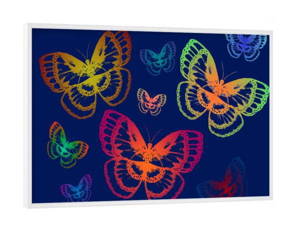 Poster mit weißem Rahmen "Colorful Butterflies Blue" artboxONE - Tiere