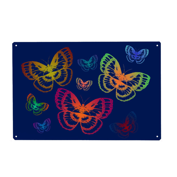 Holzbild "Colorful Butterflies Blue" artboxONE - Tiere