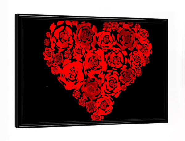 Poster mit schwarzem Rahmen "Red Roses Heart" artboxONE - Floral,Liebe