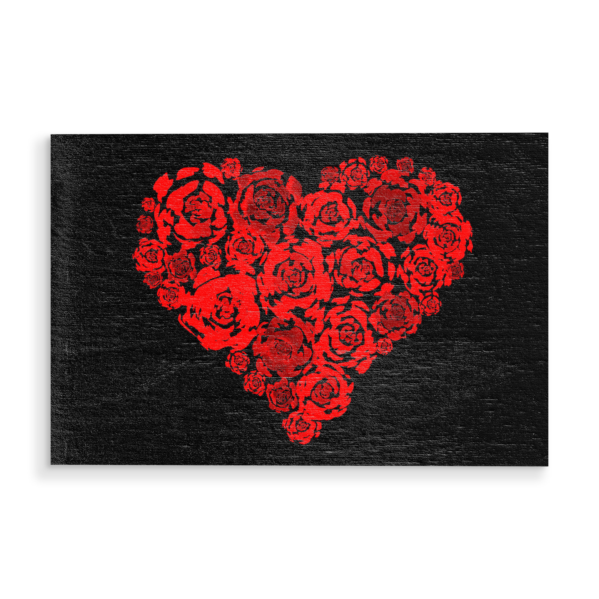 Holzbild "Red Roses Heart" artboxONE - Floral,Liebe - Heart,Roses,Flowers,Floral,Love,Romance,Passion,Blossoms,Bloom,Herz,Liebe,Blumen,Rosen,Romantik