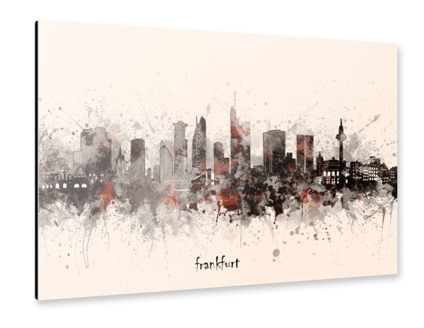 Alu-Dibond "Frankfurt skyline artistic beige" 30x20 cm artboxONE
