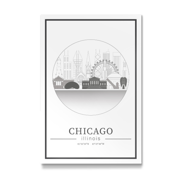 Galerie-Print "Chicago skyline line art circle" 30x20 cm artboxONE