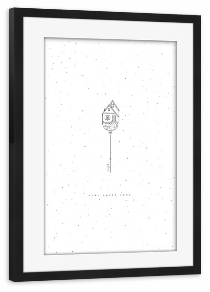 Poster mit Rahmen schwarz "House key graphic" artboxONE - Architektur,Streetart