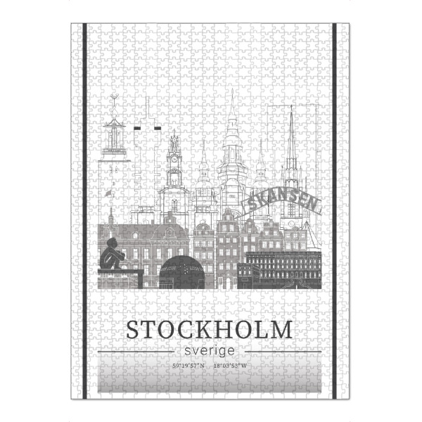 Puzzle Ravensburger "Stockholm skyline line art" artboxONE - Städte,Reise,Architektur,Städte / Stockholm,Kartografie