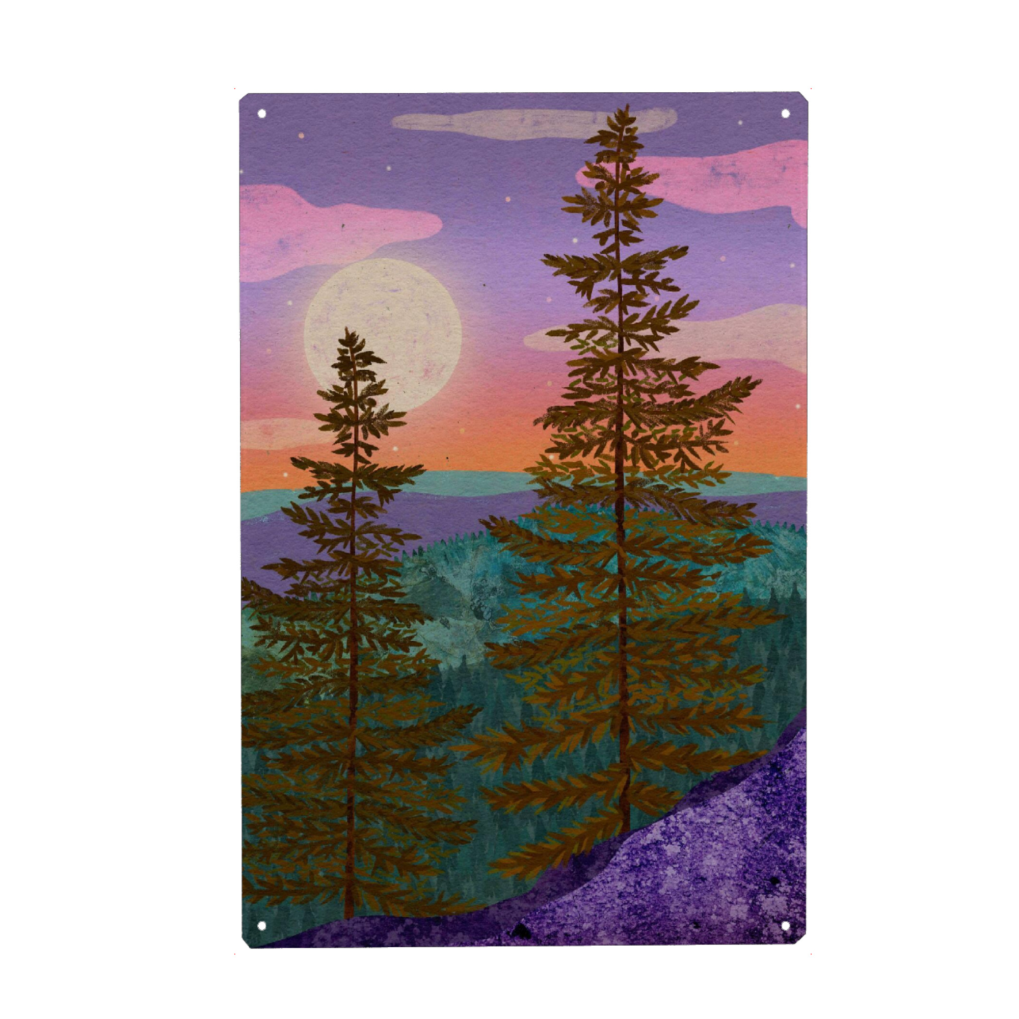 Metall Poster "Wald bei Vollmond" artboxONE - Natur