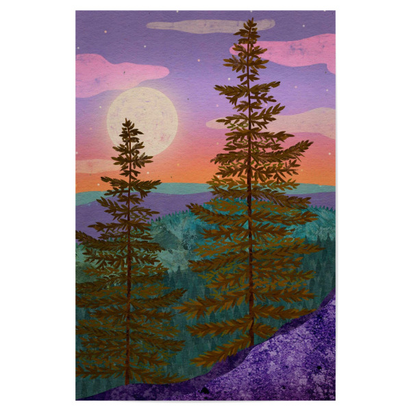 Poster "Wald bei Vollmond" artboxONE - Natur