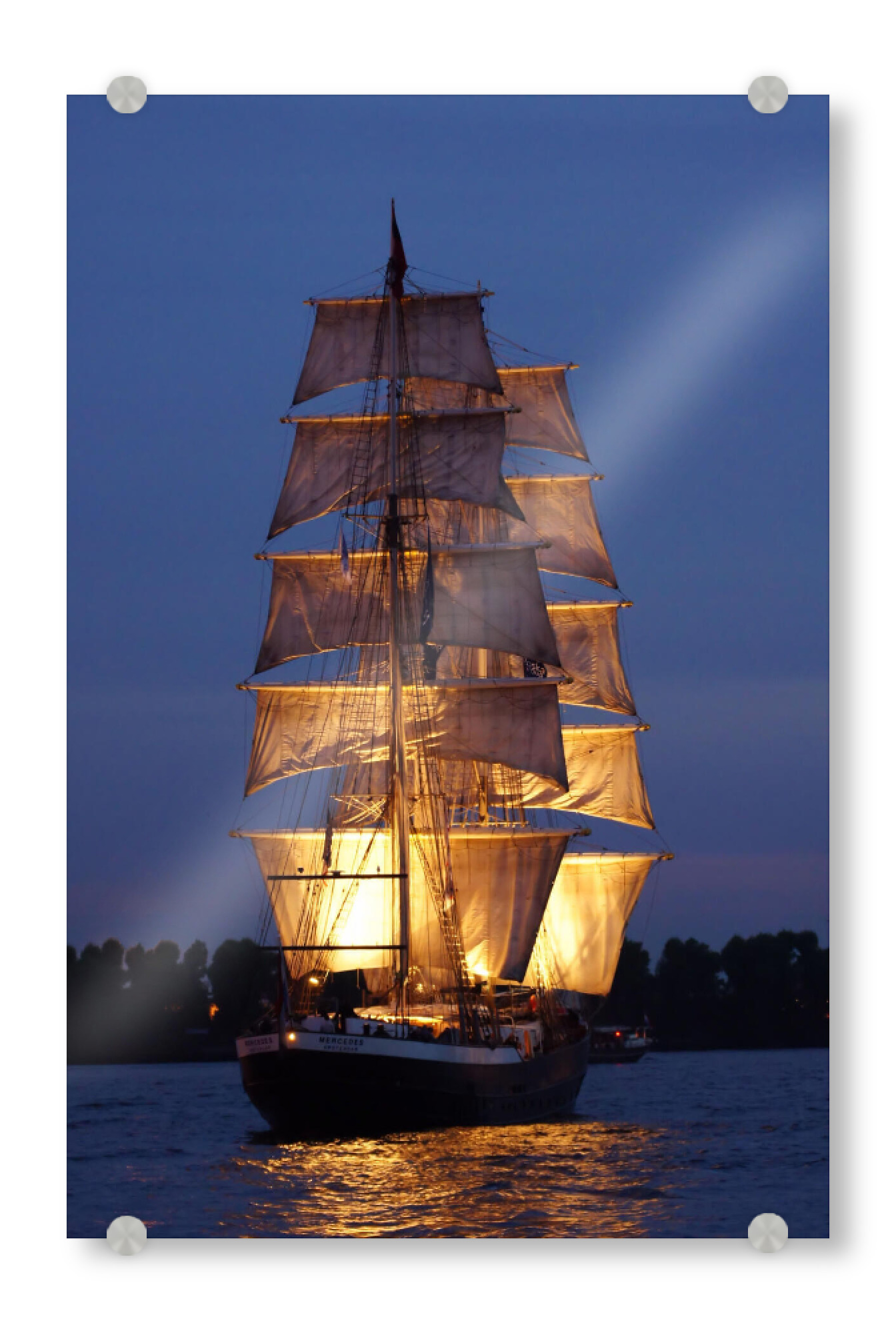 Acrylglasbild "Segelschiff -Mercedes Amsterdam-" artboxONE - Städte,Städte / Hamburg,Reise,Reise / Länder,Festivals