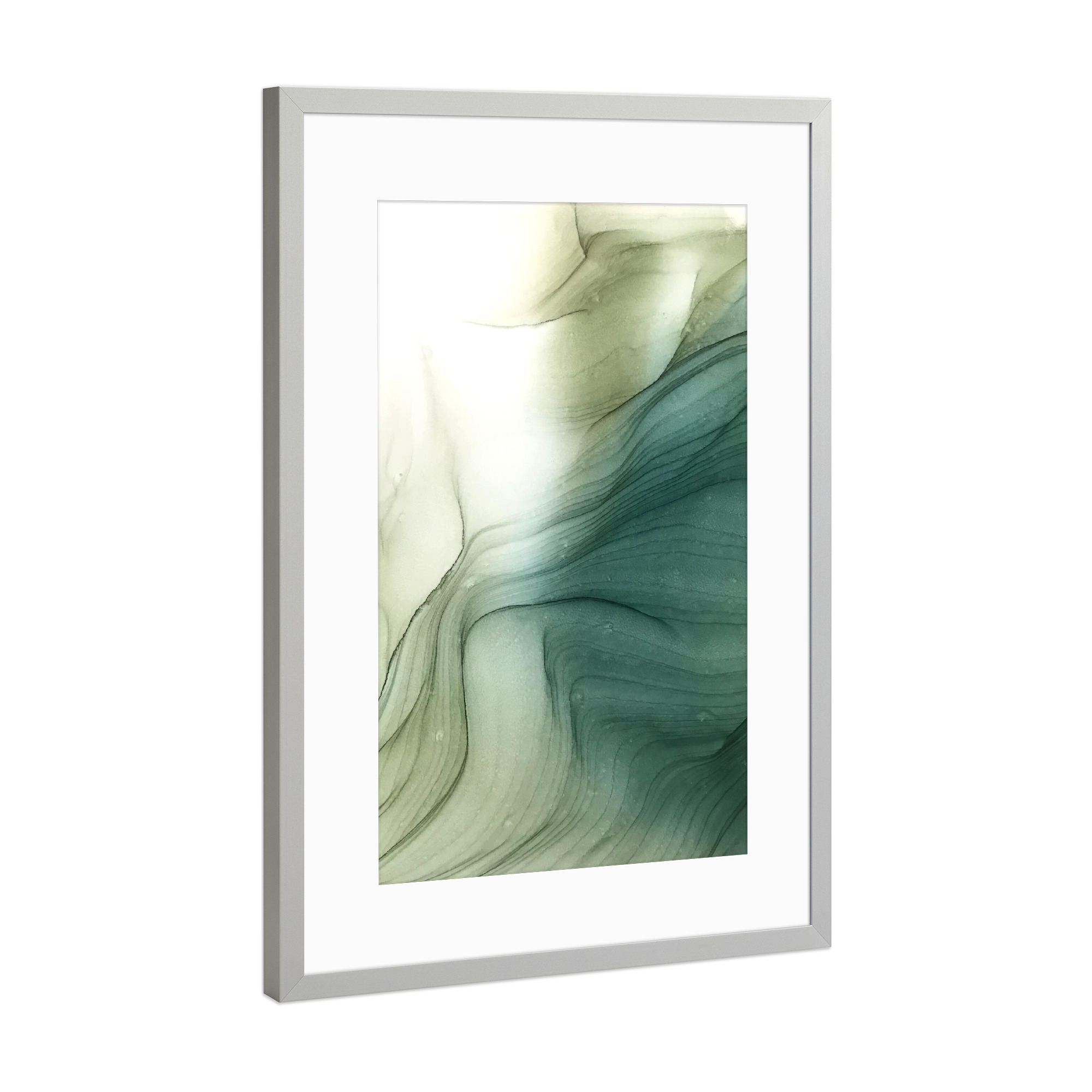 Poster mit Rahmen Silber "Grass green" artboxONE - Abstrakt