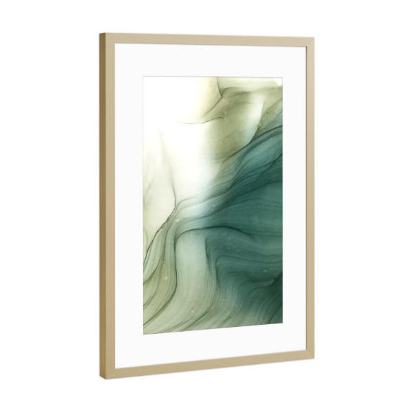 Poster mit Rahmen Gold "Grass green" artboxONE - Abstrakt