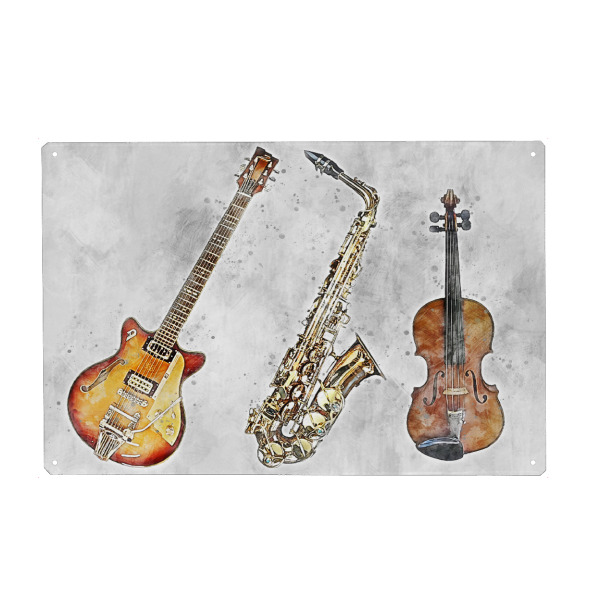 Metall Poster "Guitar - Saxophone - Violin" artboxONE - Musik