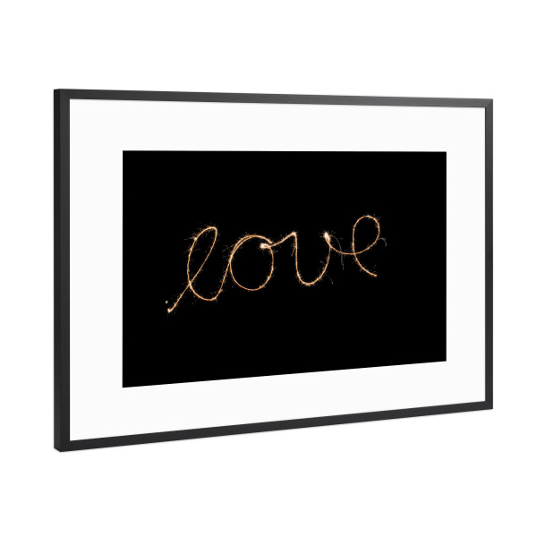 Poster mit Rahmen Schwarz (Metallic) "Love Typo" artboxONE - Typografie,Liebe