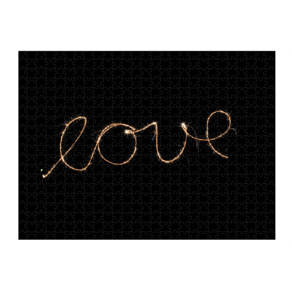 artboxONE Puzzle "Love Typo" artboxONE - Typografie,Liebe - Love,Liebe,Dark,Night,Silvester,Sparkle,Wunderkerze,Black,Word,Typografie - Bild love