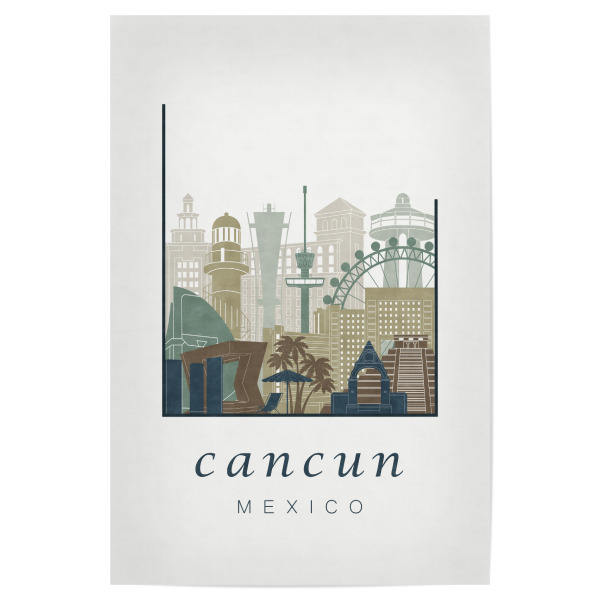Poster "Cancun skyline light blue" artboxONE - Städte,Reise,Architektur,Kartografie