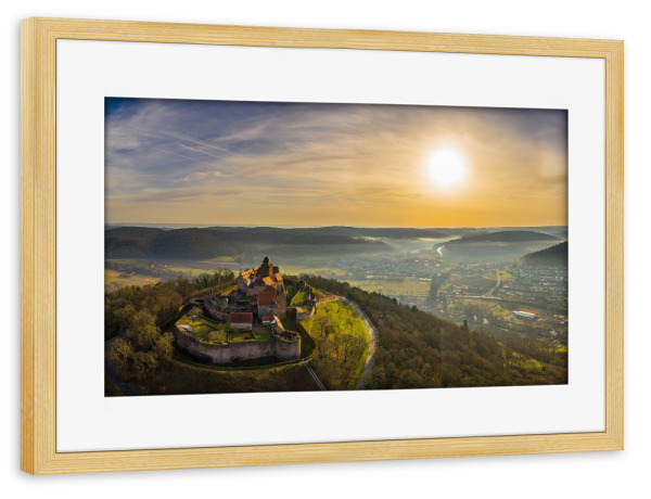 Poster mit Rahmen kiefer "Burg Breuberg im Sahara San" artboxONE - Natur