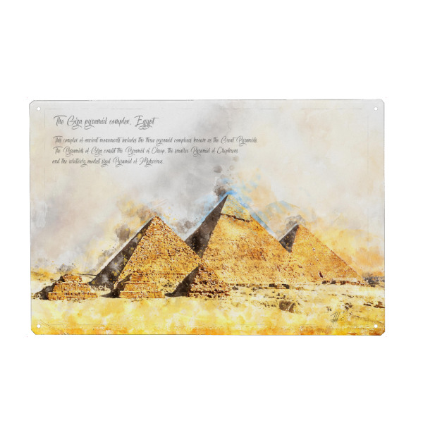 Metall Poster "Pyramiden, Gizeh Aquarell" artboxONE - Reise / Afrika