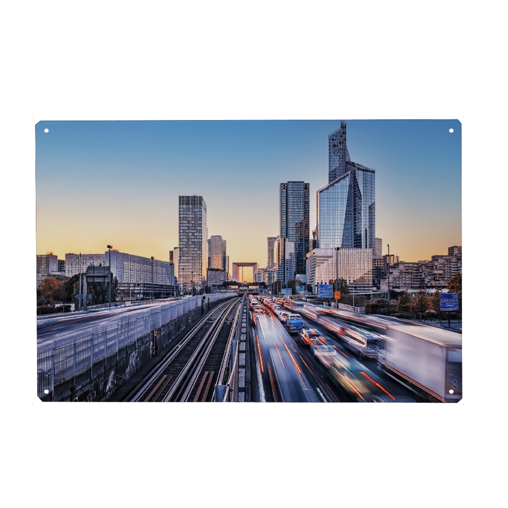 Metall Poster "La Defense at sunset" artboxONE - Städte,Reise,Architektur,Städte / Paris,Reise / Länder