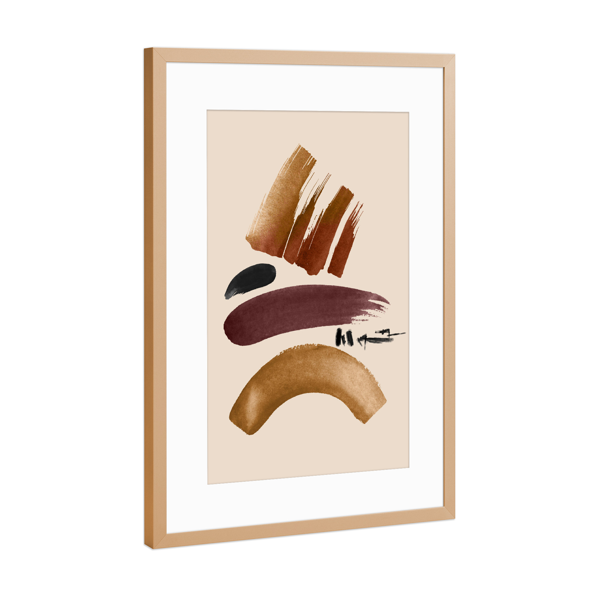 Poster mit Rahmen Kupfer "Brush Ink Color" artboxONE - Abstrakt,Geometrie - Formen,Geomertrie,Geometry,Bunt,Colorful,Abstract,Abstrakt,Shapes,Malerei