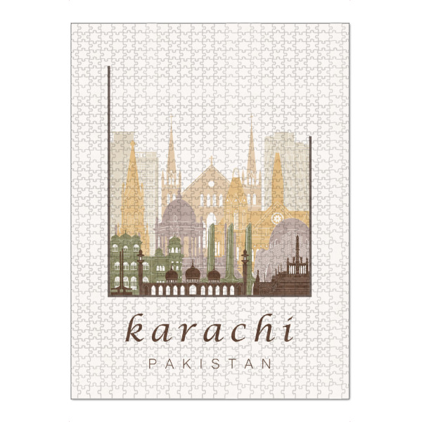 Puzzle Ravensburger "Karachi skyline rustic" artboxONE - Städte,Reise,Architektur,Kartografie