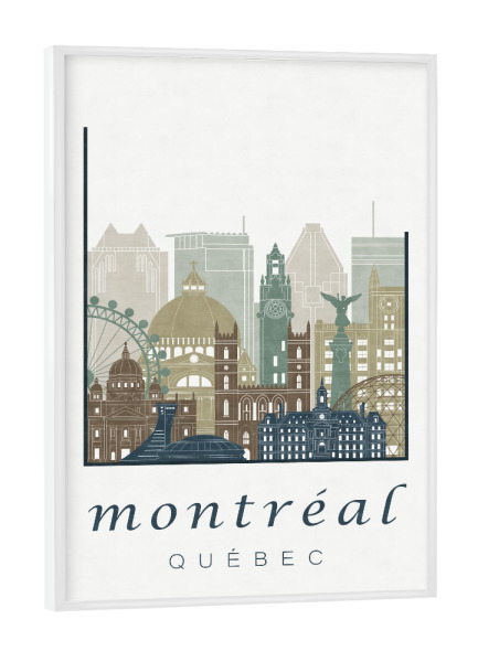 Poster mit weißem Rahmen "Montreal City skyline light blue" artboxONE - Städte,Reise,Architektur,Kartografie