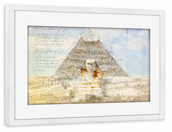 Poster mit Rahmen weiß "Ceops Pyramid and Sphinx, Gizeh" artboxONE - Architektur,Reise / Afrika