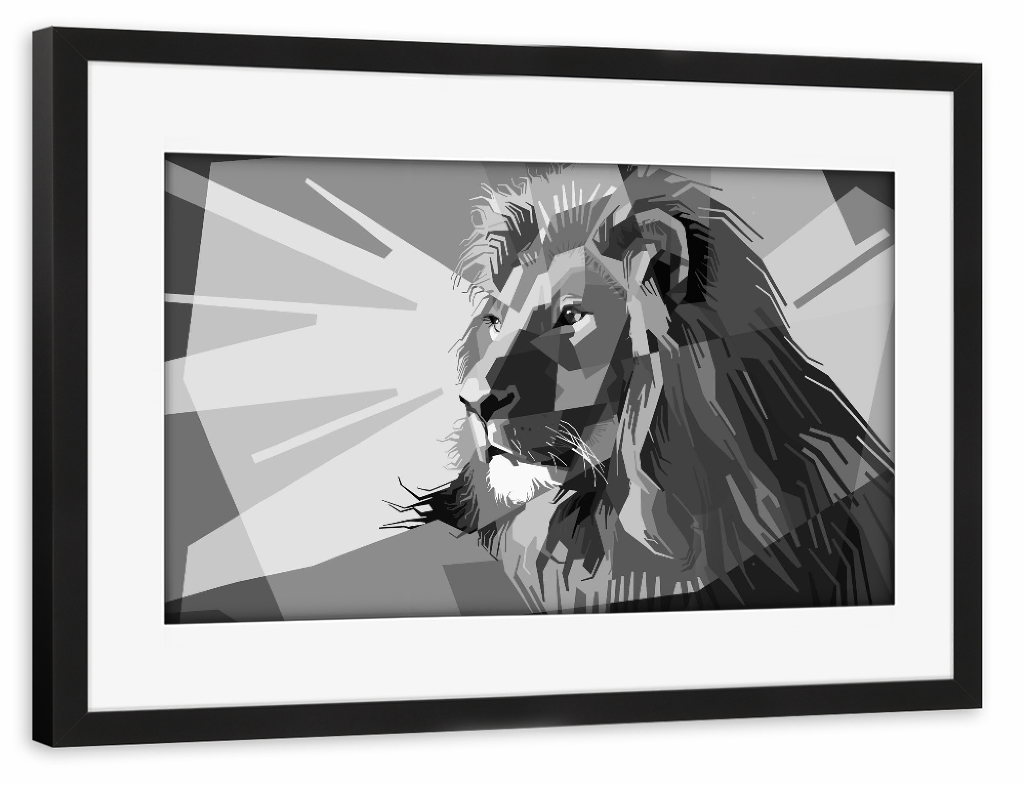 Poster mit Rahmen schwarz "Löwe Art sw" artboxONE - Tiere,Schwarzweiß,Reise / Afrika