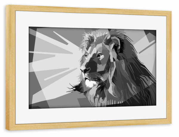 Poster mit Rahmen kiefer "Löwe Art sw" artboxONE - Tiere,Schwarzweiß,Reise / Afrika