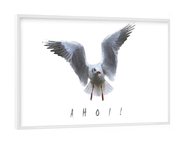 Poster mit weißem Rahmen "Ahoi!" artboxONE - Typografie,Natur,Reise / Strand und Meer