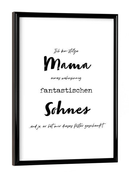 Poster mit schwarzem Rahmen "Mama eines zauberhaften Sohnes" artboxONE - Typografie,Menschen,Liebe,Für Mama,Lustig