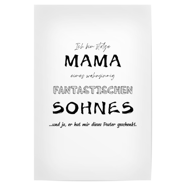 Poster 30x20 cm "Mama - fantastischer Sohn" artboxONE - Menschen,Liebe,Für Mama,Lustig
