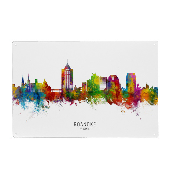 Metall Poster "Roanoke Virginia Skyline txt" artboxONE - Städte