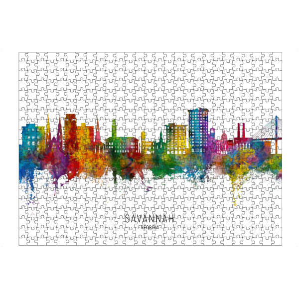 Puzzle Ravensburger "Savannah Georgia Skyline txt" artboxONE - Städte