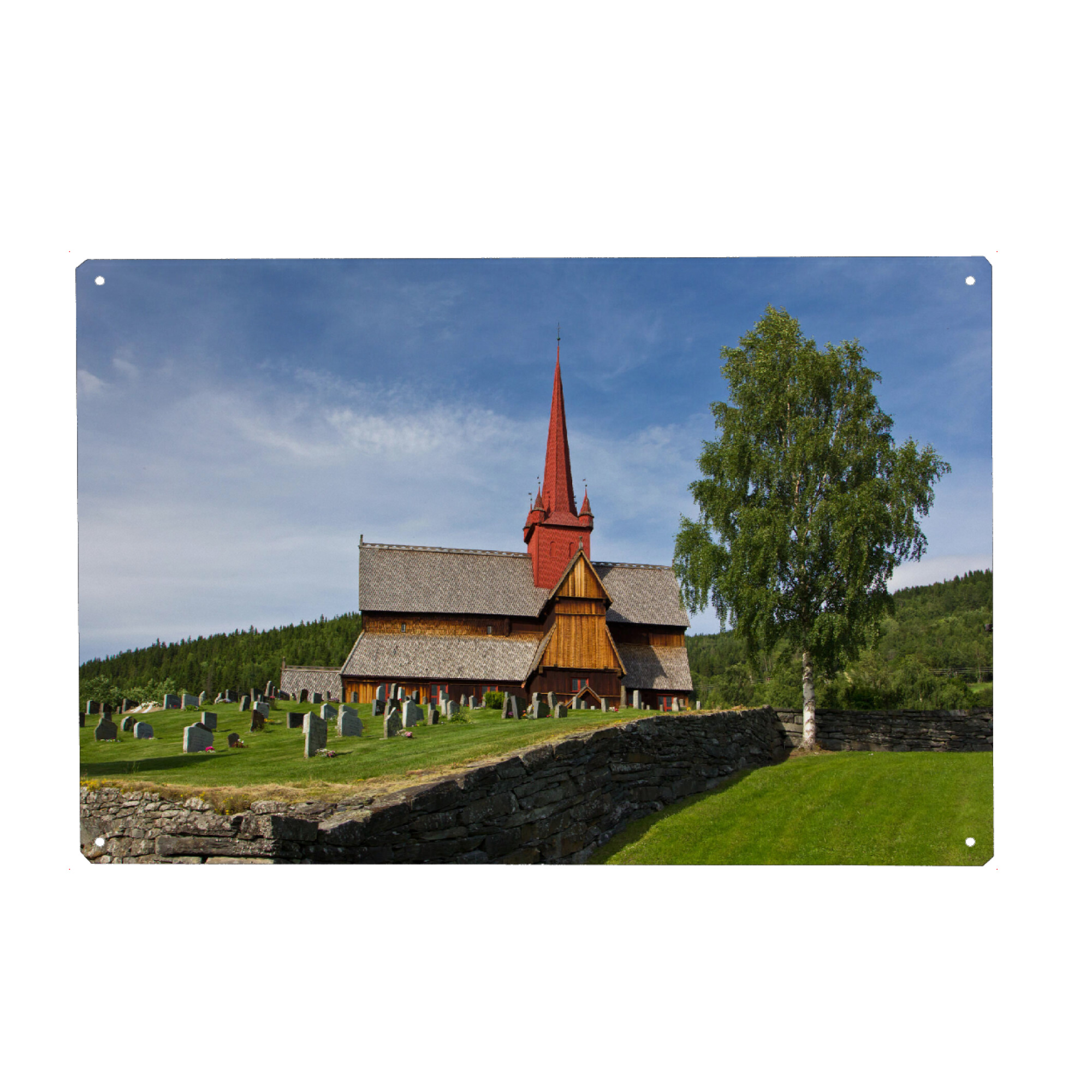 Metall Poster "Stabkirche in Ringebu" artboxONE - Natur,Reise,Architektur,Reise / Länder