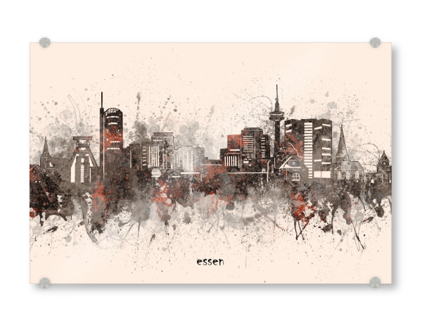 Acrylglasbild "Essen skyline artistic beige" artboxONE - Städte,Reise,Architektur