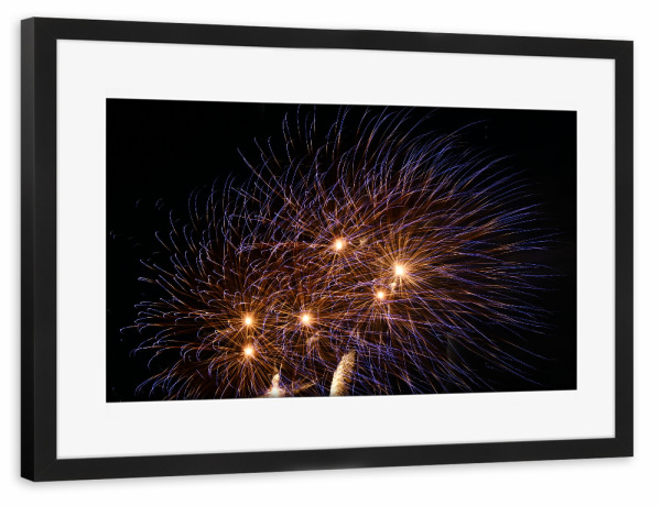 Poster mit Rahmen schwarz "Feuerpalme" artboxONE - Abstrakt - Feuerwerk,Gedanken,Blitz,Flash,Mint,Feuer,Licht,Flashlight,Palme,Palm,Baum