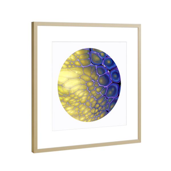 Poster mit Rahmen Gold "Yellow Cells art" artboxONE - Abstrakt
