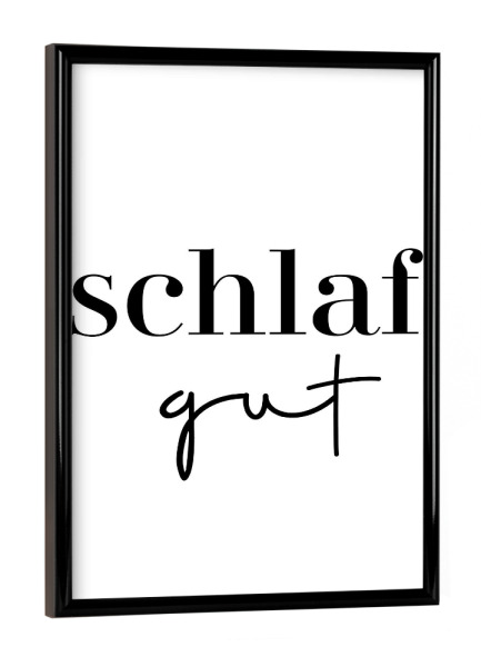 Poster mit schwarzem Rahmen "Schlaf gut Typografie" artboxONE - Typografie,Für Kinder