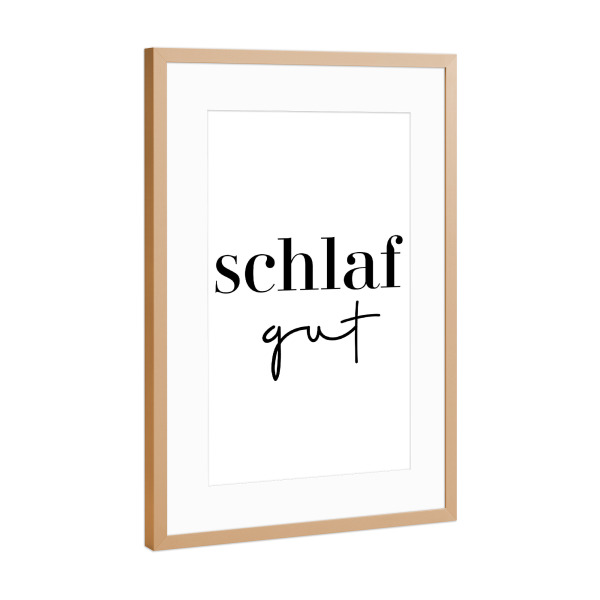 Poster mit Rahmen Kupfer "Schlaf gut Typografie" artboxONE - Typografie,Für Kinder