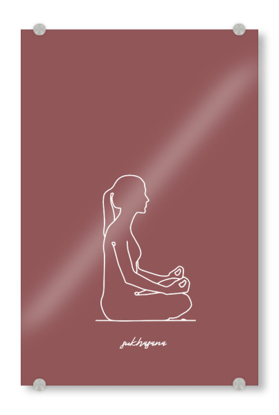 Acrylglasbild "Yoga Sukhasana rot one line" artboxONE - Menschen,Sport